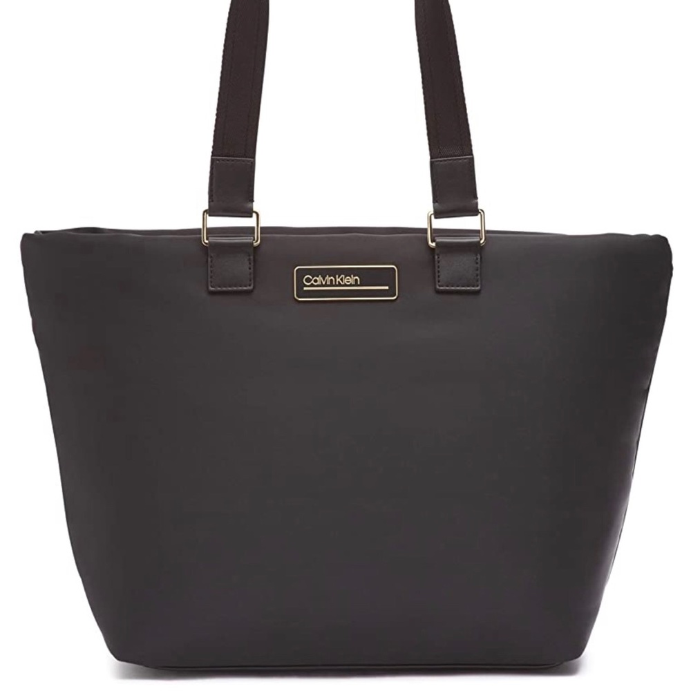 NWT Calvin Klein Jaina Tote nylon black gold